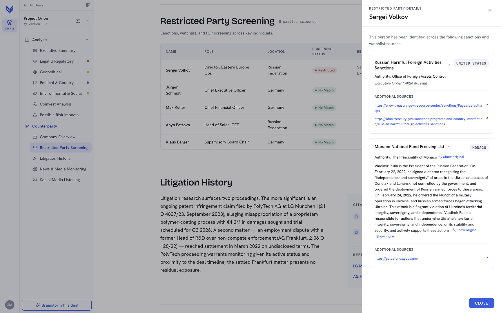 Restricted Party Screening (details)